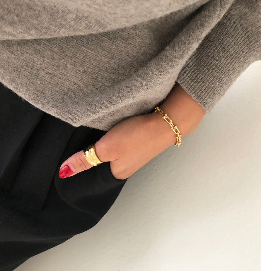 925 Sterling Silver Bracelets Basic Modern Style Classic Style
