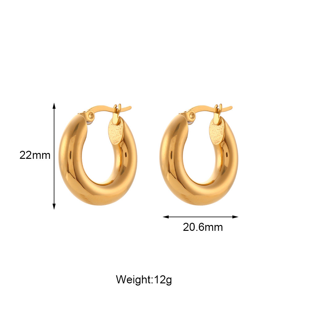 1 Pair Fashion Round Plating 304 Stainless Steel 18K Gold Plated Hoop Earrings