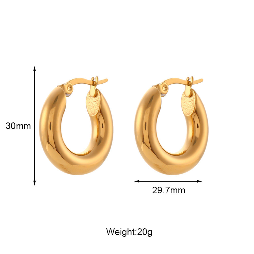 1 Pair Fashion Round Plating 304 Stainless Steel 18K Gold Plated Hoop Earrings