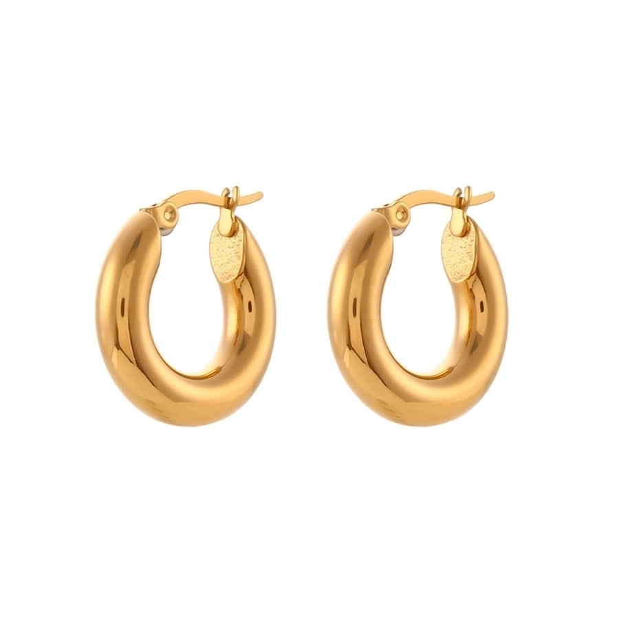 1 Pair Fashion Round Plating 304 Stainless Steel 18K Gold Plated Hoop Earrings