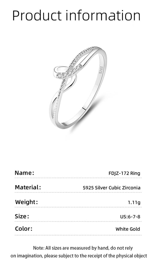 925 Sterling Silver Zircon Lines Notes Rings