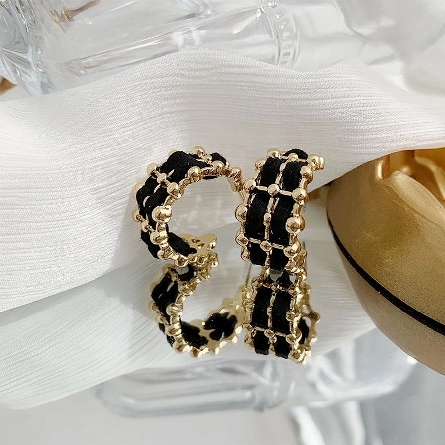 1 pair simple style c shape plating alloy cloth gold plated ear cuffs ear studs