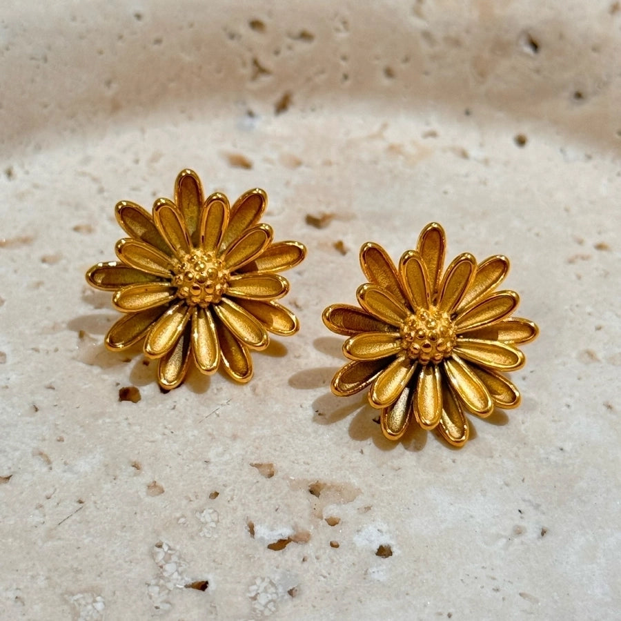 1 Pair Vintage Style Sweet Commute Flower Plating 304 Stainless Steel 18K Gold Plated Ear Studs